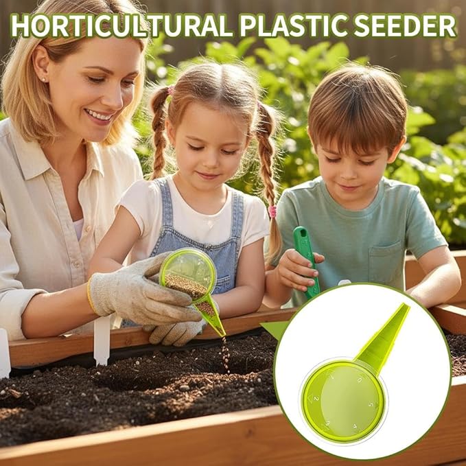 Sowing Seed Dispenser Hand Tool, Handheld Garden Seeder Sower Planter with Handle, Plastic Seed Dibbler for Sowing Seeds, Planting, Bulbs, Digging (setB 1set)