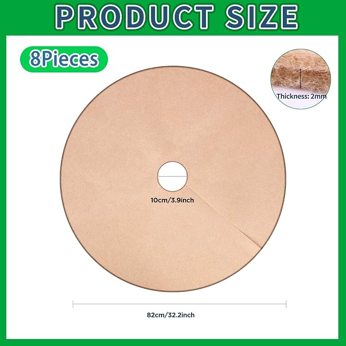 Shimeyao 8 Pack 32.2 Inch Non Woven Tree Mulch Ring Thickened Tree Mat Protector Reusable Trees Weed Mat Round Fabric Trees Root Barrier or Landscape Weed Barrier Plant Root Protection(Khaki)