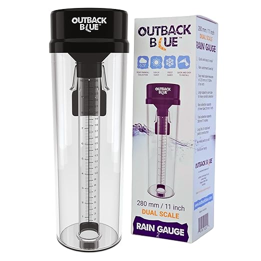 Professional Rain Gauge - 11" High Capacity Precipitation Measure Tool, Accurate to 0.01 Inch, Weather Resistant, Easy Read, for Garden, Farm, Meteorology - Australian Made