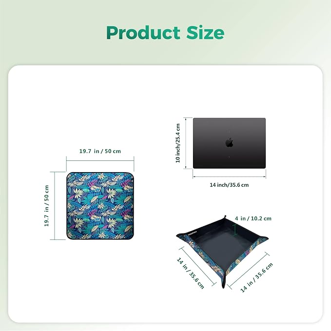 Plant Transplanting Mat - Thickened Waterproof Potting Mat, Succulent Gardening Mat, Portable Repotting Mat for Mess Control, Indoor Outdoor Use, PVC Black Leaf Print, 19.7"x19.7"