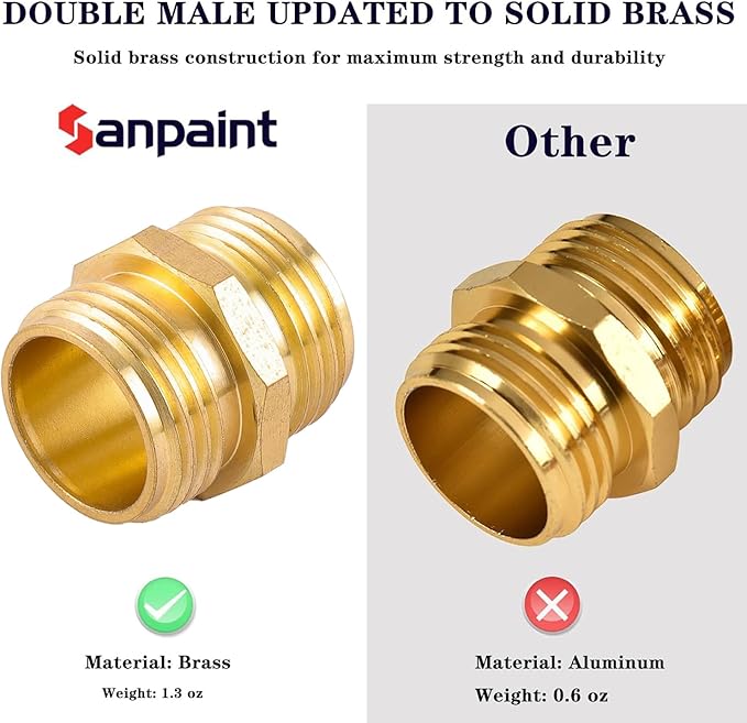 Garden Hose Connector, Male to Male Hose Adapter, 2 Pack 3/4 Inch Brass Water Hose Connector for Female Hose to Female Hose,(3/4" GHT Double Male)