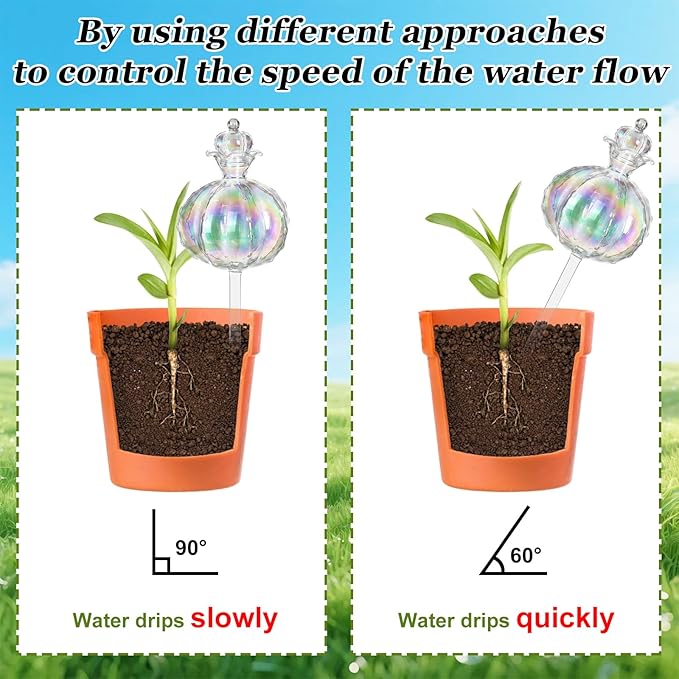 4pcs Plant Watering Globes Self Watering Planter Insert Devices,Glass Watering Bulbs Cactus Shape Automatic Watering Bulbs for Indoor Plants Top-Fill Watering Rainbow Colors