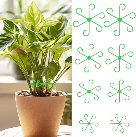 Kerros 8 Pack Plant Support Rings, Green Plastic Plant Cages for Potted Flowers, Tomato, Vine, Peppers - Reusable Garden Stake Holder for Indoor Outdoor Plants