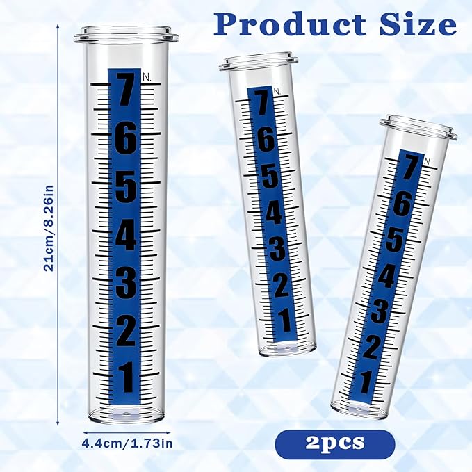 2 Pcs 7" Large Rain Gauge Outdoor Replacement Tube, Plastic Accurate Rain Gauges Plastic Gauge Replacement Tube 7" Capacity Gauges Tubes Replacements Outdoor Freeze Proof for Garden Yard Home