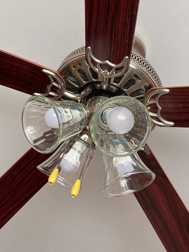 Ceiling Fan Light Covers, Clear Hammered Style Bell Glass Shade, Lighting Replacement Glass Shade Standard 2-1/8" Fitter Size, Perfect Ceiling Fan Globes Replacement Glass Accessories, Pack of 4