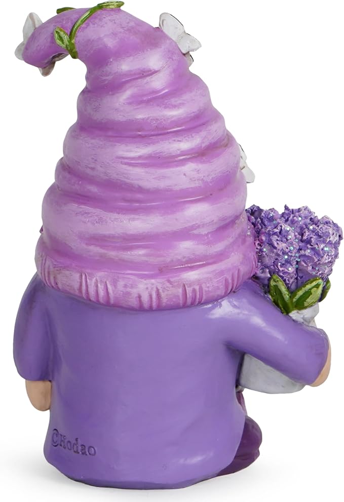 Hodao Lavender Dream Gnome - Purple Fragrance Wonderland Journey Spring Swedish Tomte Elf Dwarf Figurines Summer Gnome Indoor Home Decor Gift (Lavender Gnome 1)