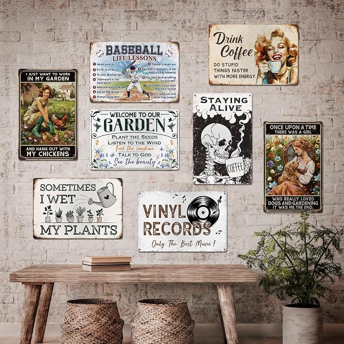 Funny Garden Decor Gardening Gifts for Women And Into The Garden I Go To Lose My Mind And Find My Soul Metal Sign 12"x8"