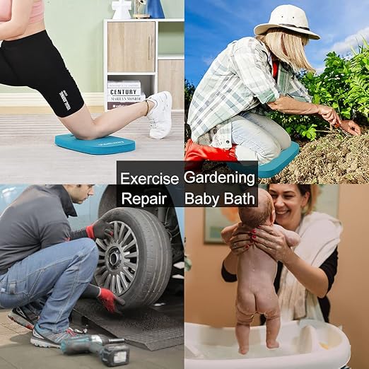 Extra Thick Kneeling Pads, Knee Pad Cushion for Yard Work, Gardening, Yoga, Exercise, Floor Kneeler for Baby Bath, Comfortable Foam Mats to Kneel On, 15.4 x 10.4 x 1.3inch, Blue (2)
