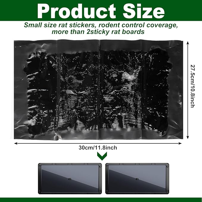 Qualirey 12 Pcs Large Sticky Mouse Glue Traps Black Sticky Rat Trap that Work for Rats Roaches Rodents Heavy Duty Pre Baited Mats Indoor Outdoor Catch Pest (11.8 x 11 Inch)