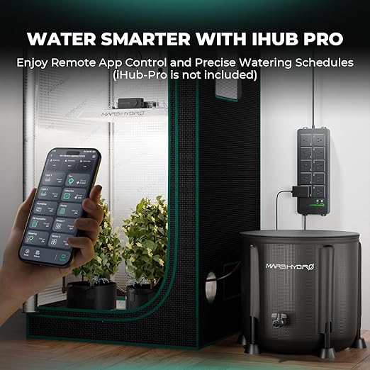 MARS HYDRO Auto Drip Irrigation Kits with 13 Gallon Foldable Bucket, 24W Upgraded Water Pump, 8 Drip Emitters, Garden Watering System for Grow Tent Indoor, Lawn, Greenhouse, Yard