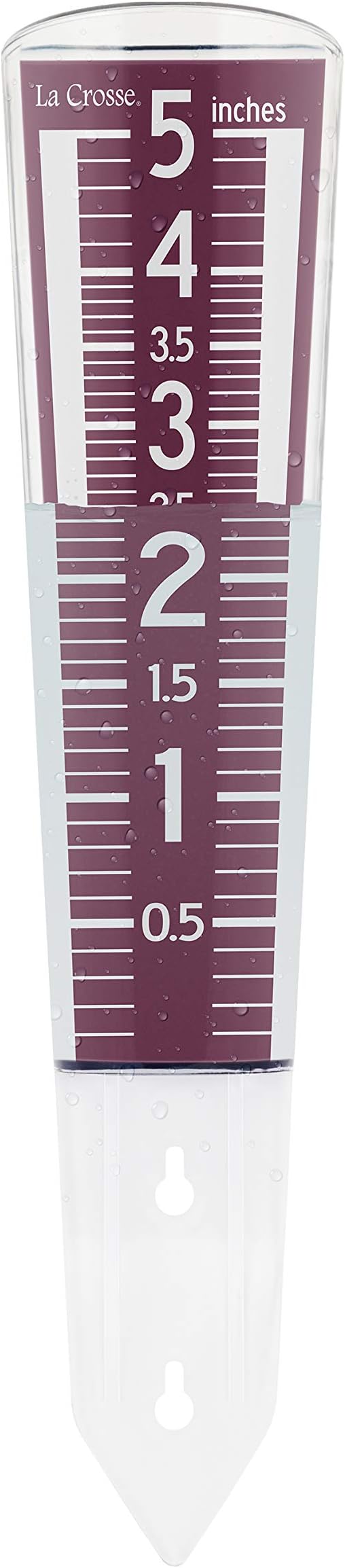 La Crosse 704-1531R-INT Large Magnifying Easy Read 5-Inch Capacity Acrylic Rain Gauge in Burgundy
