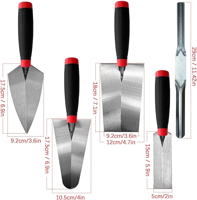 Masonry Hand Tool 5pcs/Set, Soft Grip Handle Concrete Towel Tool Finishing for Concrete, Cement, Plaster, Tile Construction Projects