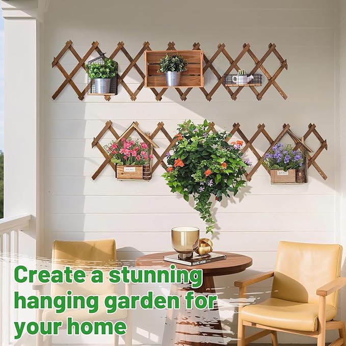 4Packs 13x78in Expandable Wood Wall Trellis for Climbing Plants Outdoor - Lattice Panels for Outside Indoor Balcony Patio Garden, Ideal for Ivy, Vines, Clematis, Roses