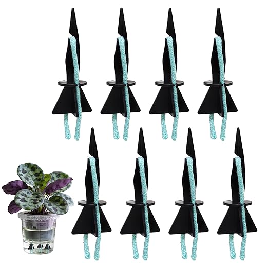 8 Pack Self Watering Spikes for Indoor Plants - Automatic Plant Watering Stakes with Slow Release Control - DIY Drip Irrigation System for Vacation & Potted Plants (Fits Most Plastic Bottles)