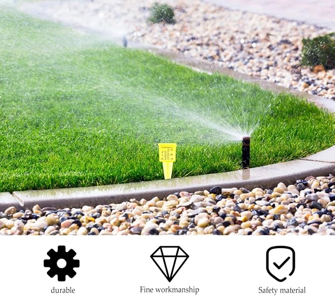 Housoutil 2Pcs Rain Gauge Sprinkler Outdoor, 1.5 Inch Lawn Water Gauge, Measuring Tool for Accurate Rainfall Monitoring, Yellow Precision Measuring Cups for Garden Yard and Grass Watering
