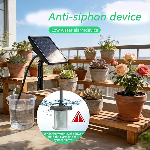 49FT Solar Drip Irrigation System, Automatic Watering Irrigation Kit for 15 Potted Plants, Auto DIY Watering System Plant Water Devices with Timer for Greenhouse Balcony Indoor Outdoor