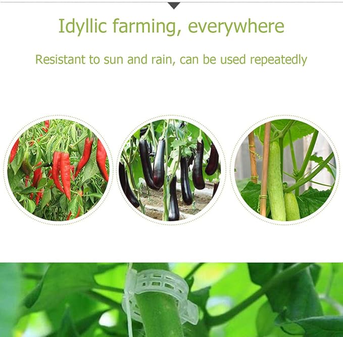 200PCS Plant Support Clips, Tomato Crop Vine Fixing Clips for Fixation of Tomato, Sweet Pepper, Eggplant, and Fruit Vegetables