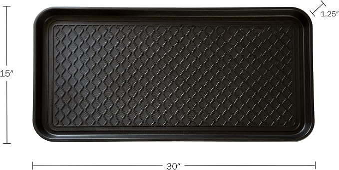 All Weather Boot Tray – Set of 2 Large Water-Resistant Plastic Utility Shoe Mat for Indoor and Outdoor Use in All Seasons by Stalwart (Black)