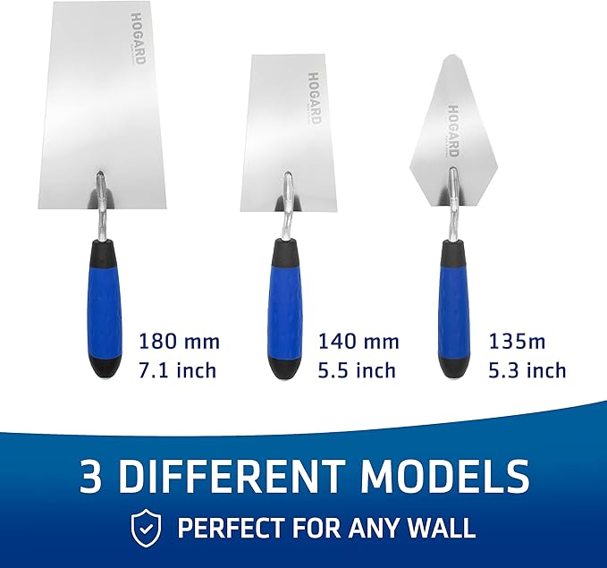 7" Margin Trowel Premium | Made of Stainless Steel | Flat Masonry Hand Trowel Tool with Soft Grip Handle | The Best Bucket Trowel Concrete Tool.