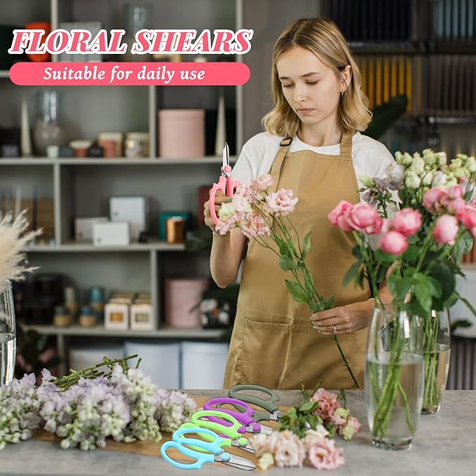 Kigeli 8 Pieces Garden Flower Scissors Floral Shears Garden Pruning Shears with Comfortable Handles for Flower Arrangement Fruit Picking Trimming Household (Multicolor)