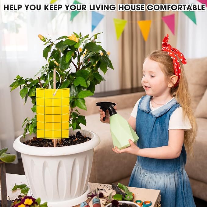 Qualirey 100 Sticky Trap for Gnats 3 x 5'' Dual Side Sticky Fruit Fly Trap with Tie Plant for Flying Insect Fungus Bugs Flying Catcher for Indoor (Yellow)