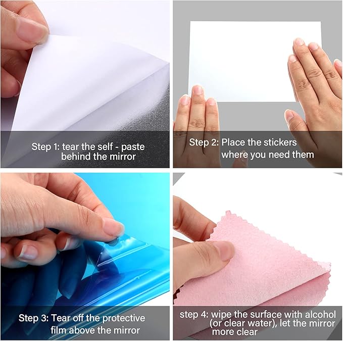 Zonon Flexible Mirror Sheets Self Adhesive Non Glass Mirror Tiles Stickers for Home Wall Decor(10 Pieces,4 x 6 Inches)