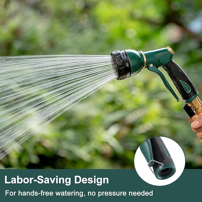 FANHAO Garden Hose Nozzle Sprayer Heavy Duty, 100% Metal Spray Nozzle High Pressure Water Hose Nozzle with 7 Patterns for Watering Garden, Washing Cars and Showering Pets