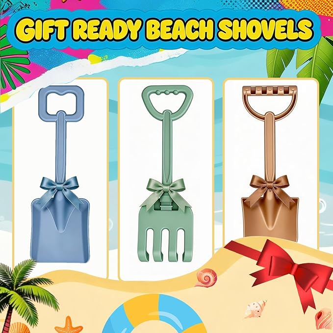 Beach Shovels Set for Kids & Adults, Great for Beach Digging, Sandbox Play, Garden Tasks, Snow Shoveling & Outdoor Fun, Suited for Party Bundles, Gardening Planting, Summer Activity Essentials
