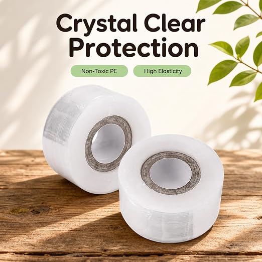 2 Roll Clear Petri Dish Film,Clear Grafting Tape Grafting Film,Stretchable Garden Grafting Tape Plants Repair Tapes,Sealing Poly Films for Petri Dish and Nursery Grafting