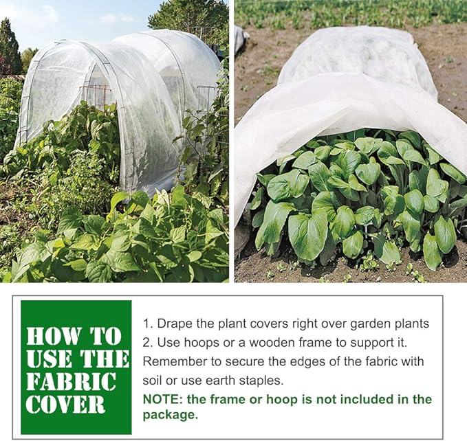 Plant Covers Freeze Protection 10 ft x 20 ft Floating Row Cover 0.9oz/yd² Garden Fabric Plant Cover for Winter Frost/Sun Pest Protection (10FT X 20FT)