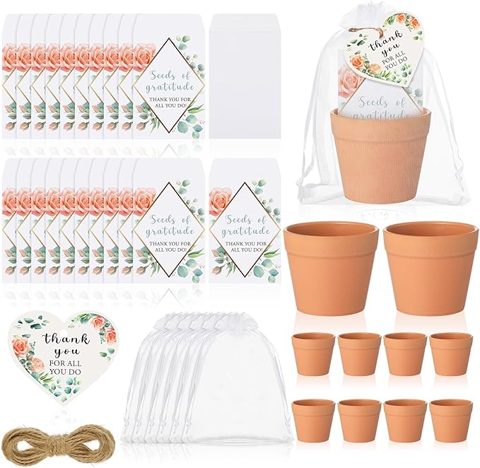Ctosree 24 Sets Teacher Appreciation Gifts Thank You for All You Do Seed Packets Include Seed Packets Flowerpot Thanks Tags Organza Bags for Coworker Employee Nurse Staff Appreciation Gifts