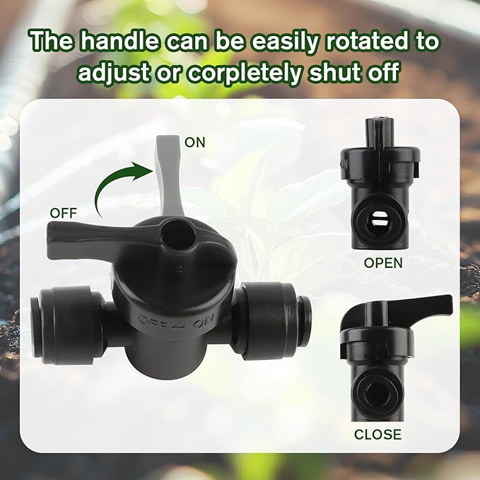 Kalolary 10 Pack Quick Connect Drip Irrigation Valves, 1/4" Drip Irrigation Shut Off Valve Barbed Switch Valves Drip Line Parts for 1/4 Inch Drip Irrigation Tubing Garden Lawn Irrigation System