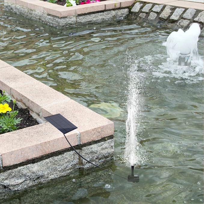 Solar Fountain Pump Kit with Separate Solar Panel, 1.8 W Upgraded Solar Water Pump with 9.84FT Cable & 4 Nozzles Solar Water Fountain for Bird Bath,Pond, Patio Garden Water Pump with Built-in Filter