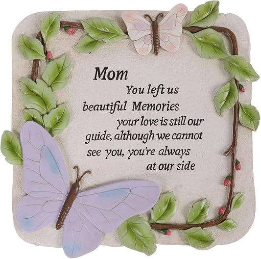 10 Inch Polyresin Memorial Garden Stone, Sympathy Gift for Loss of Mom, Memorial Plaques for Outdoors, Garden Stones in Memory of Loved Ones, Remembrance of Beloved Mather (Mom)