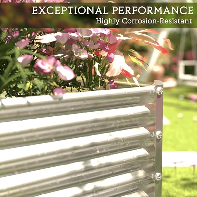 4 Pack Tall Corrugated Galvanized Steel Raised Garden Bed Outdoor, Metal Above Ground Garden Bed for Vegetables and Flowers, Rectangle Raised Beds for Gardening-6x3FT