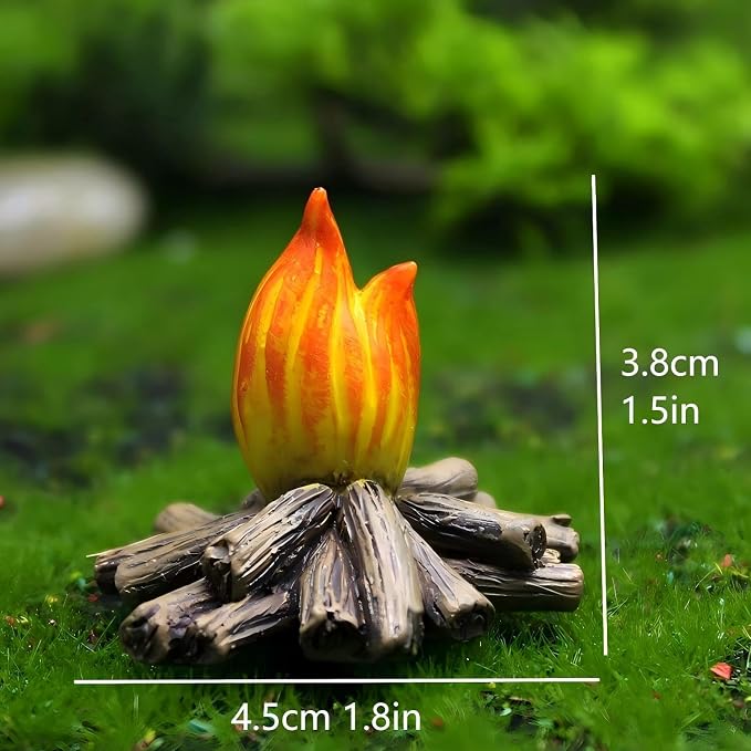 Set of 4 Mini Garden Gnomes with Campfire - 3 Drunk Gnome Figurines and 1 Campfire for Fairy Garden Decor, Plant Pot Decorations, Dashboard Ornaments, and Outdoor Spaces