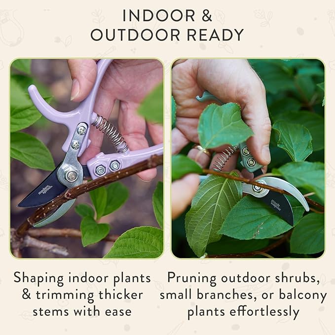 Modern Sprout Hand Pruners- Lightweight Pruning Shears W/Easy Lock-Gardening Scissors- Bypass Sharp Carbon Steel Blade- Rust Resistant- Garden Tools- Reusable Holster- Gift for Father's Day-Chartreuse