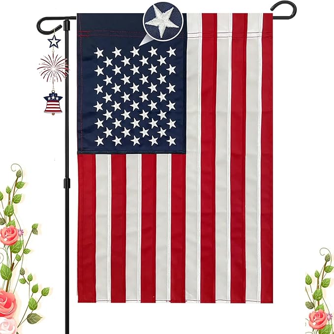 American Garden Flag 12x18 Inch Embroidered Star and Stripe USA Garden Flag for Outside Double Sided Small American Yard Flags