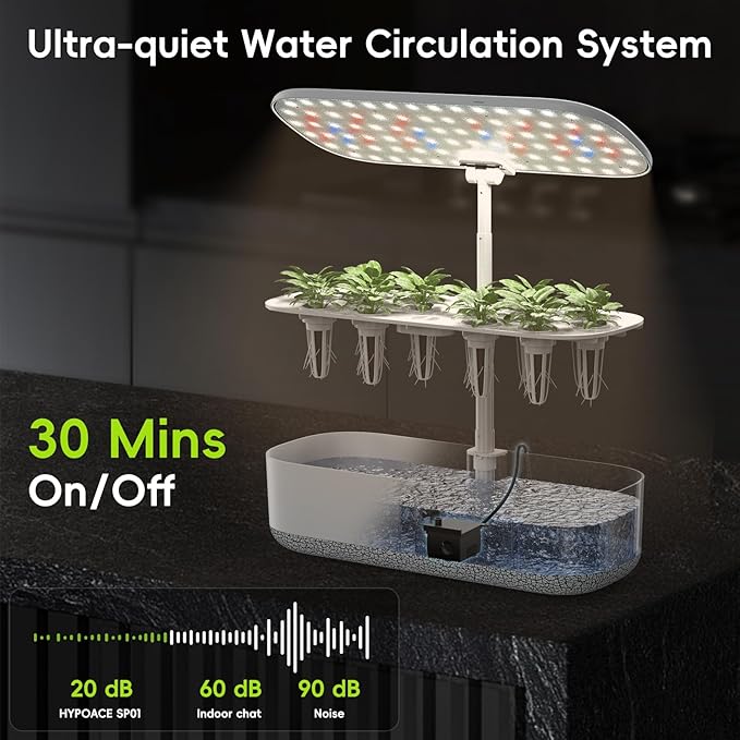 Large Hydroponics Growing System 14 Pods, Indoor Herb Garden with LED Grow Light, 5L Water Tank, Hydroponic Grow Kit with Auto-Timer, STEM Growing kit