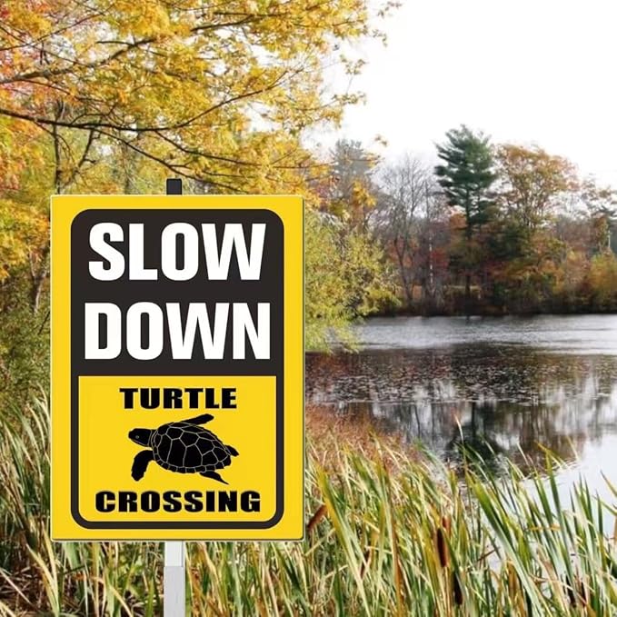Slow Down turtle Crossing yard Sign for Street Rustproof Reflective Aluminum Caution Drive Slowly Watch for turtle Sign Garden Animal Sign for Neighborhoods