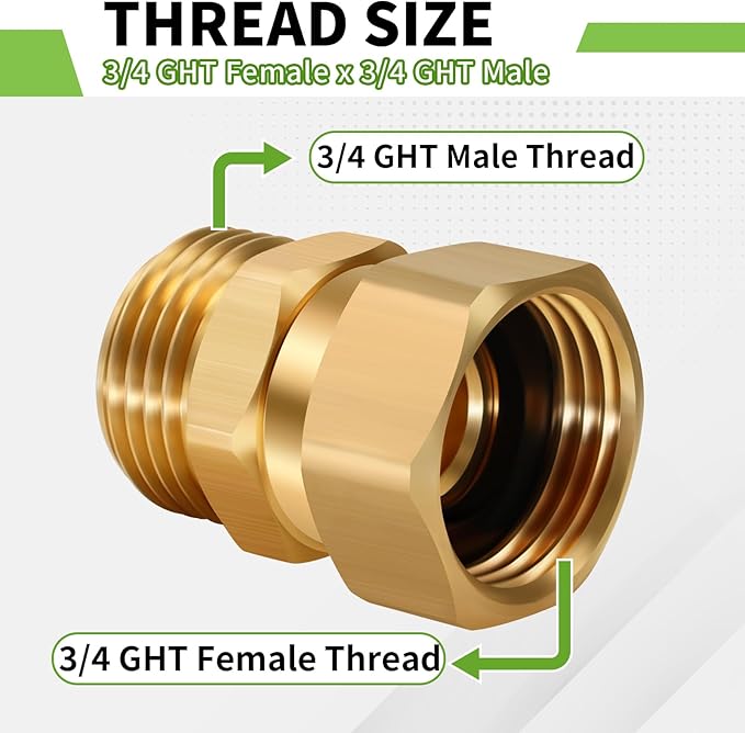 Boltigen Garden Hose Swivel Connector, 3/4GHT Garden Hose Swivel Fitting, 360 Degree Male to Female Hose Adapter for Outdoor