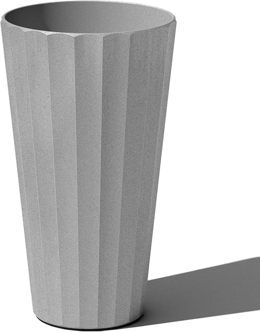 Veradek Column Series 26" Tall Outdoor Planter for Porch & Patio | Durable Plastic-Stone Material w/Shelf | Modern Décor for Plants & Flowers