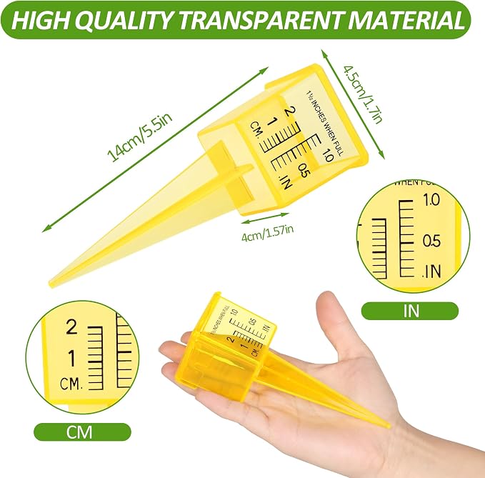 20 Pack Rain Gauge, Outdoor Garden Rain Gauge with Stake, Dual Scale (Inch & CM) Plastic Rain Measure Gauge for Yard Lawn Patio