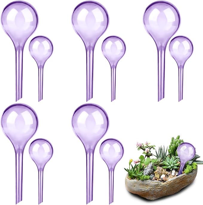 LOCOLO 10-Piece Plant Watering Globes 2 Sizes Self Watering Globes PVC Plastic Plant Watering Bulbs for Outdoor Indoor House Potted Plants Watering Bulb, Easy and Effective (Purple)