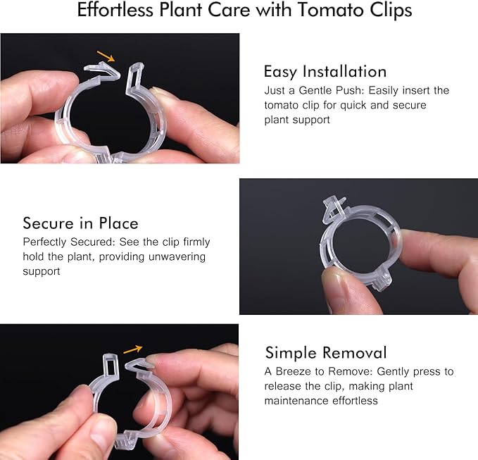 Aipker Bulk Tomato Clips, Plant Support Clip for String Trellis Climbing Plants Garden Vegetables- 200PCS/White