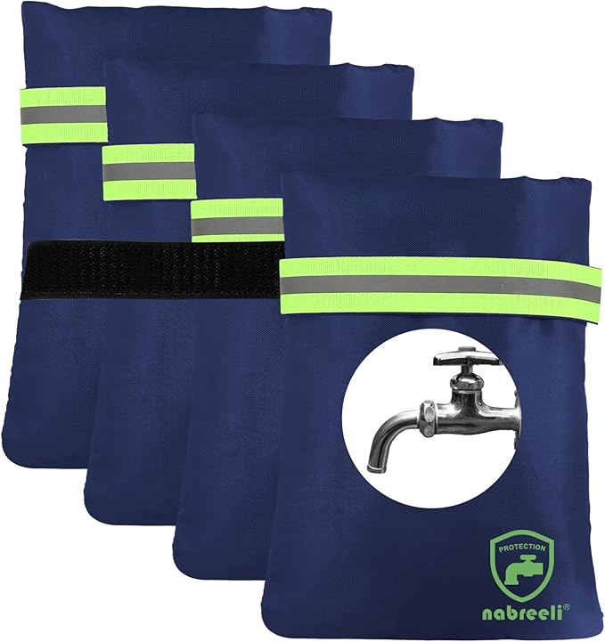 Outdoor Faucet Covers for winter: 4 Pack Freeze Protection Hose Bib Insulation Cover 8.5″x5.9″x1.9″ Frost Free Outside Spigot Cover Bags Insulated Covers with Reflective Strips(blue)