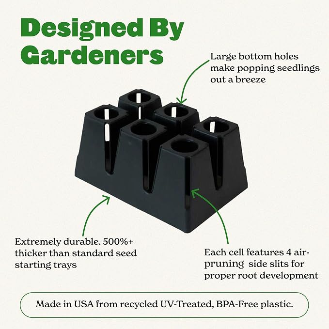 Epic Gardening: Eat Your Greens Seed Kit - 7 Heirloom & Non-GMO Varieties for Fresh Salads & 6-Cell/6 Seedling Starter Trays - Black: Plant Starter, Easy Growing, Eco-Friendly, Perfect for Beginners