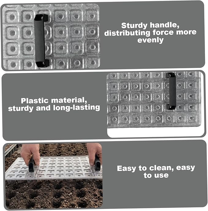 72 Hole Seed Dibber Clear Plastic Soil Digger for Uniform Planting, Efficient Seed Planter & Spacer with Handle for Garden Beds