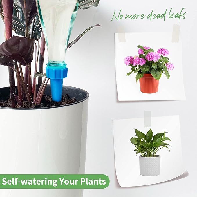 Plant Watering Spikes, 12 Pack Auto Self-Watering Spikes Automatic Bottle Irrigation Waterier Device for Indoor& Outdoor Plants, Flowers