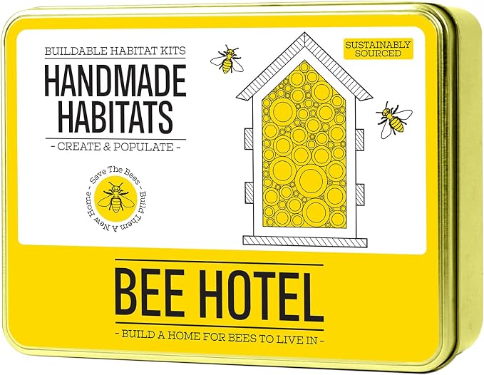 Gift Republic Handmade Habitats Personalised Bee Hotel Kit with 6-Pack Colouring Wooden Pencils Pencil Colours Orange/Black/Purple/Red/Green/Light Blue